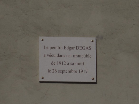 The plaque at the last home of Degas, 6 boulevard Clichy, Paris