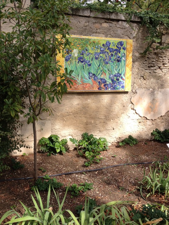 One of the art site signs at St-Pul-de-Mausole indicating the place where Van Gogh painted his Iris series