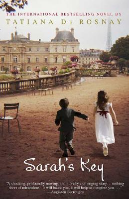 The original US cover of Sarah's Key. (In which the Eiffel Tower strangely appears on the wrong side of Luxembourg Palace?)