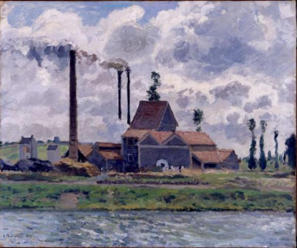 Camille Pissaro, Pissarro, Facotry near Pontoise, oil on canvas (1873), Museum of Fine Arts, Springfield, MA