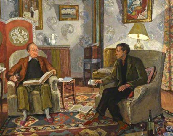 Vanessa Bell, Interior Scene with Clive Bell and Duncan Grant Drinking Wine, Birkbeck Collection, University of London