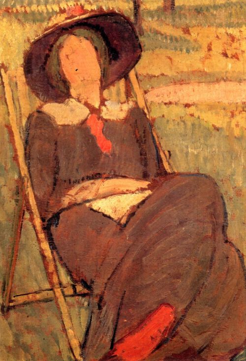 Vanessa Bell, Virginia Woolf in a Deckchair (1912), Oil on board, Mimi and Peter Haas. (Leonard Woolf once said that this portrait was "more like Virginia in its way than anything else of her.")