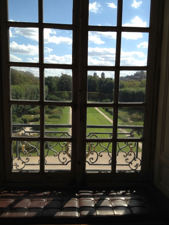 The view from an upstairs window of Musée Rodin onto the south garden