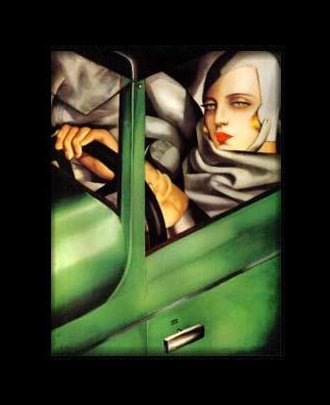 Tamara de Lempicka, Self-Portrait in a Green Bugatti, 1925 (Private Collection)