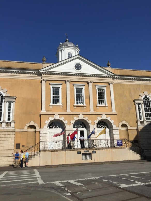 Prior to 1856, slaves were sold on the streets in Charleston in open view. Many were sold on the north side of the Old Exchange Building, which was located right on the wharf.