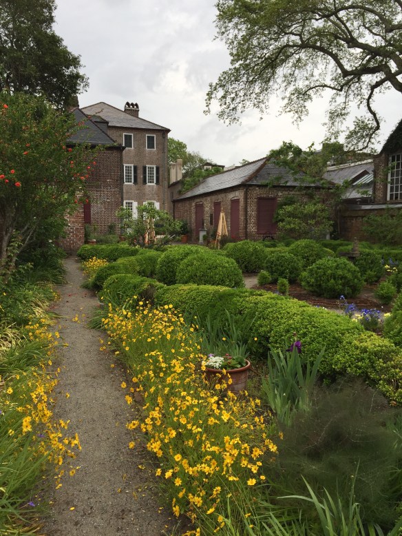 The view of the back of the Hayward-Washington House from the back gardens. These would have been kitchen gardens tended to by slaves. The building to the right was the carriage house, the stables and additional slave quarters.