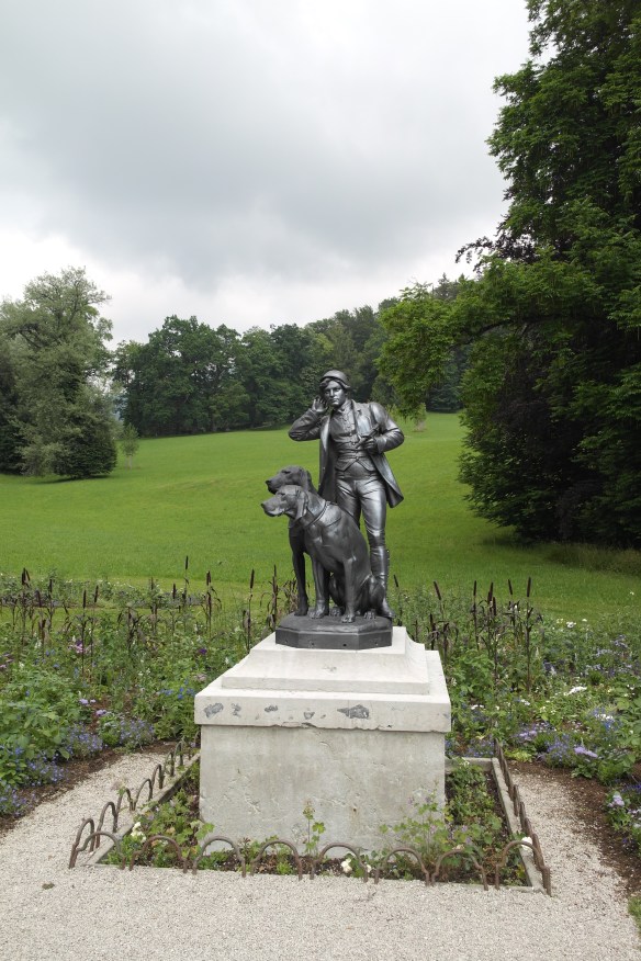 A charming huntsman statue, “The Listener” stands in the lawn in front of the grounds and gardens across from the villa. Emperor Frank Josef was a big hunter. The inside of the villa (no photos allowed) contains many hunting trophies, including antlers and deer heads.