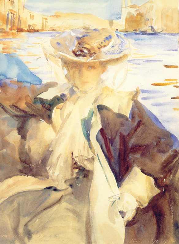 John Singer Sargent, In a Gondola (Jane de Glehn), watercolor on paper (1904)